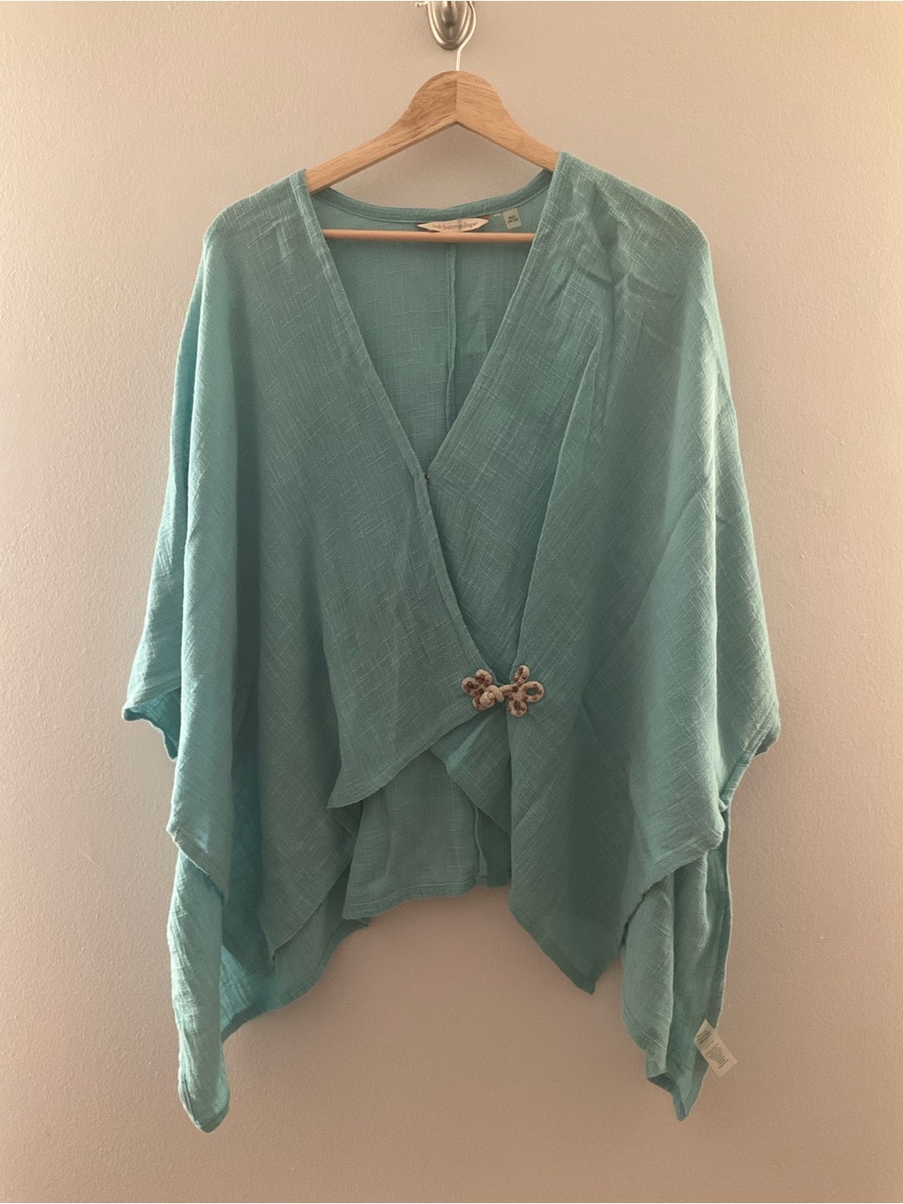 Soft Surroundings Desert Breeze Topper Blue Open-Weave Layering Top - Picture 4 of 9